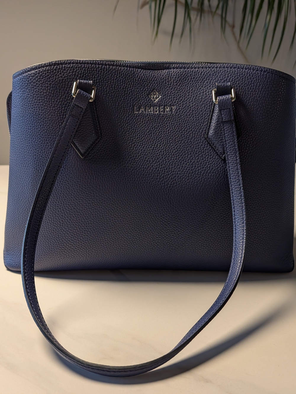 Navy Pebbled Leather Shoulder Bag